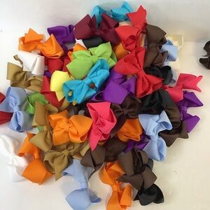 106 Colorful Multicolor Kids 2.5" Grosgrain Ribbon Hair Bows Lot